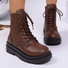 Load image into Gallery viewer, Women’s Round Toe Plus Size Lace-Up Chunky Sole Ankle Boots
