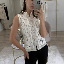 Load image into Gallery viewer, Lace Crochet Stand Collar Slim-Fit Sleeveless Top – 3 Colors, S–L
