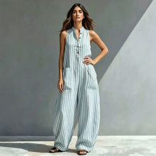 Load image into Gallery viewer, V-Neck Sleeveless Striped Loose Cropped Jumpsuit | 3 Colors S–3XL
