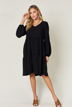 Load image into Gallery viewer, Light Green Double Take Full Size V-Neck Sleeve Tiered Dress with Pockets Elegant &amp; Comfortable Casual Dress
