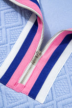 Load image into Gallery viewer, Beau Blue Striped Pop of Color Collared Checkered Textured Plus Size Dress
