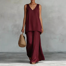 Load image into Gallery viewer, Women's Bohemian Wide-Leg Pants &amp; V-Neck Vest Set – 3D Print
