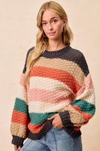 Load image into Gallery viewer, BiBi Stripes Color Block Chunky Sweater
