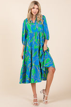 Load image into Gallery viewer, New Summer Tiered Printed Collared Neck Midi Dress – Chic and Sophisticated Midi Dress with Layered Design and Polished Collared Neckline

