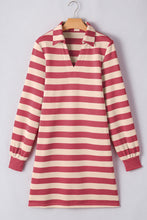 Load image into Gallery viewer, Classic Contrast Black Striped Collar Long Sleeve Mini Dress Stylish &amp; Trendy Casual Dress for Women
