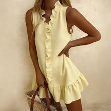Load image into Gallery viewer, Cotton-Linen Ruffle Hem Sleeveless Mini Dress – 6 Colors, S–2XL

