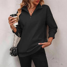 Load image into Gallery viewer, Women's Zipper Turtleneck Pullover Sweatshirt – Loose Long Sleeve
