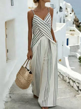 Load image into Gallery viewer, Women's Striped V-Neck Sleeveless Two-Piece Set

