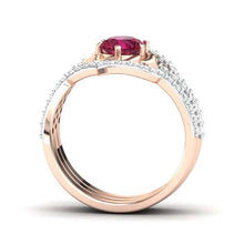 Load image into Gallery viewer, Rose Gold Flower Ring - Exquisite Engagement Wedding Band Set
