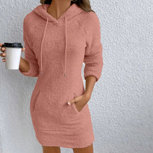 Load image into Gallery viewer, Women's Fuzzy Hoodie Dress
