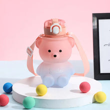 Load image into Gallery viewer, 800ML Water Bottle for Kids with Straw Mug Cup Bear Summer Outdoor Sport Plastic Girls School Cute Drinking Cup Bear Water Bottle with Straw and Strap Cute Water Bottles for Kids Drinking Water Bottles Portable Leak Proof
