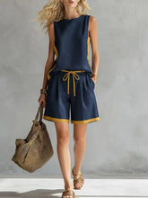 Load image into Gallery viewer, Solid Color Loose Casual Vest and Shorts Set
