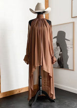 Load image into Gallery viewer, High Neck Asymmetric Maxi Chiffon Dress – Loose Fit Long Sleeve
