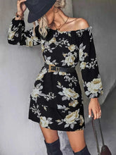 Load image into Gallery viewer, Off-Shoulder Floral Print : Long Sleeve Mini Dress
