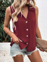 Load image into Gallery viewer, Women's Solid-Color Sleeveless Loose Vest Top – Button Detail
