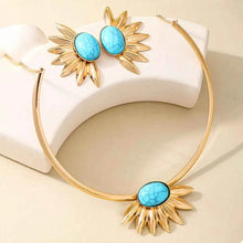 Load image into Gallery viewer, Turquoise Sunflower : Necklace and Earrings Jewelry Set

