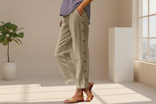Load image into Gallery viewer, Cropped Pants With Decorative Buttons Along the Side Seams
