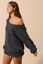 Load image into Gallery viewer, SO ME Loose Fit Exposed Seam Slouchy Boucle Sweater
