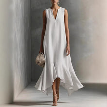 Load image into Gallery viewer, Women's Deep V-Neck Sleeveless Asymmetrical Maxi Dress – Patchwork
