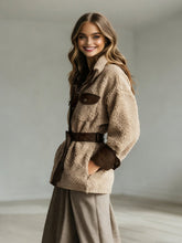 Load image into Gallery viewer, Women’s Vintage PU Leather Jacket – Lamb Fur Lined Autumn Winter Coat
