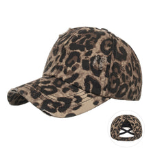 Load image into Gallery viewer, Washed Distressed Ponytail Baseball Cap
