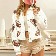 Load image into Gallery viewer, Cropped Corduroy Jacket with Button Front &amp; Raw Hem

