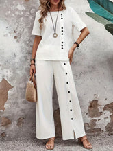 Load image into Gallery viewer, Women’s Button-Up Top and Loose Fit Two Piece Linen Set
