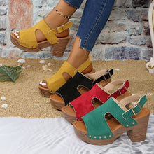 Load image into Gallery viewer, Women's Peep-Toe Chunky Heel Buckle Sandals
