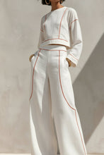 Load image into Gallery viewer, Women's Cropped Long-Sleeve Top &amp; Ultra-Wide Palazzo Pants Set
