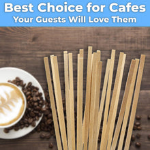 Load image into Gallery viewer, Biodegradable, Sturdy 5.5In Wood Coffee Stirrer 1000Pk. Cafe Grade, Bulk Birch Wooden Beverage Stirring Stick for Tea, Cream and Sugar. Eco Friendly, Compostable Swizzle Stir Sticks Business Supplies
