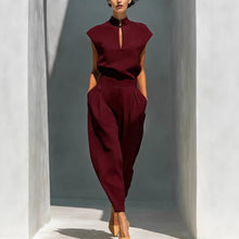 Load image into Gallery viewer, Women's Chinese-Style Satin Short-Sleeve Top &amp; Pants Set
