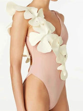 Load image into Gallery viewer, Contrast Flower Spaghetti Strap: One-Piece Swimwear

