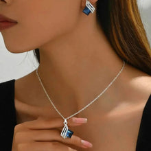 Load image into Gallery viewer, Crystal Geometric Jewelry Set - Stainless Steel Earrings &amp; Necklace
