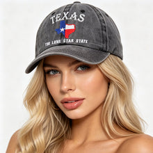 Load image into Gallery viewer, Texas Lone Star Embroidered Vintage Washed Baseball Cap – Adjustable Unisex Hat
