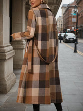 Load image into Gallery viewer, Women’s Lapel Woolen Double-Breasted Coat – Lace-Up Long Windbreaker
