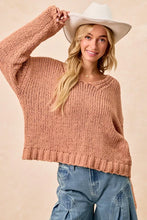 Load image into Gallery viewer, BiBi Chunky Knit Sweater with Flower Detail Sleeves
