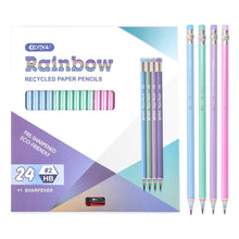 Load image into Gallery viewer, ECOTREE 24-Pack Rainbow Woodless Pencils – Eco-Friendly #2 HB Pre-Sharpened School &amp; Office Pencils Made from Recycled Paper, Non-Toxic &amp; Lead-Free
