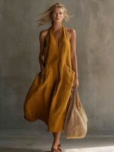 Load image into Gallery viewer, Women's Retro V-Neck Slip Dress – Loose Fit Sleeveless
