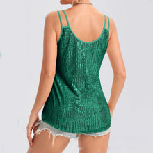 Load image into Gallery viewer, Sequin V-Neck Camisole – Rhinestone Strap Sparkly Top
