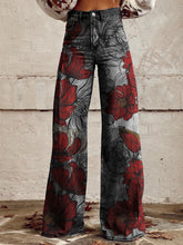 Load image into Gallery viewer, Women's Printed Flare Pants – Mid-Waist Full Length Plus Size
