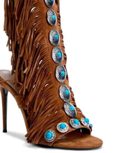 Load image into Gallery viewer, Fringe Lace Up : High Heel Sandal
