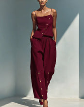 Load image into Gallery viewer, Women's Gold-Buckle Camisole &amp; Pants Two-Piece Set

