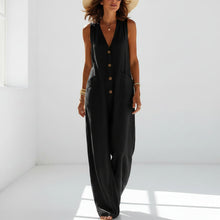 Load image into Gallery viewer, Women's Sleeveless Wide-Leg Jumpsuit with Button Pockets
