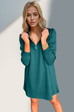 Load image into Gallery viewer, Double Take Textured Zip Long Sleeve Dress Classic Zip-Up Dress for Women Comfortable Outdoor Dress
