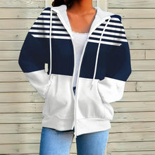 Load image into Gallery viewer, Plus Size Color Block Hoodie – Women’s Casual Zip Sweatshirt
