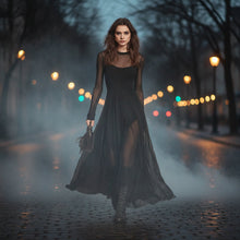 Load image into Gallery viewer, Women's Elegant Mesh-Spliced Maxi Dress — High Waist Slim Fit Patchwork
