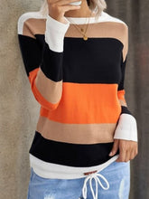Load image into Gallery viewer, Women’s Striped Color Block Hoodie
