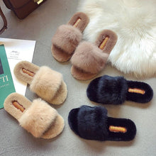 Load image into Gallery viewer, Fahion Fur Slipper For Women Keep Warm Slipper Casual Shoes Elegant Soft Plush Slipper Fuzzy Fur Slippers Soft Comfy Open Toe Slide Slippers Cozy Memory Foam Fluffy House Slippers
