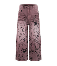 Load image into Gallery viewer, MAROON GRAFFITI DENIM
