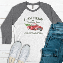 Load image into Gallery viewer, Farm Fresh Christmas Trees Raglan Tee
